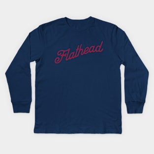 Flathead Hot Rod red print Kids Long Sleeve T-Shirt